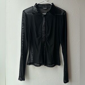 90s Vintage Guess Black Sheer Blouse (M)
